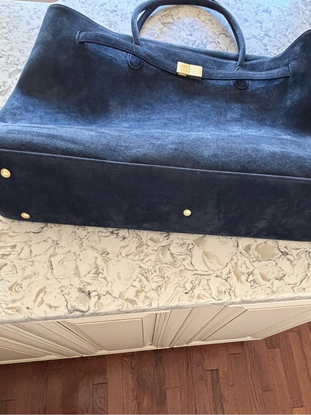 Amy Shehab Giant Navy Suede Tote Bag - Picture 6 of 14